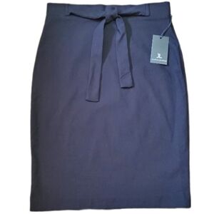 Jules & Leopold rayon blend black stretch tie belt bodycon mini skirt M NWT